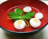 簡単おもてなし　麩と結び三つ葉のすまし汁作り方9写真