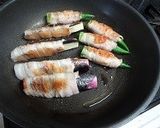 茄子とオクラの豚巻生姜焼き作り方2写真