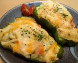 チーズが香る♡ピーマンのポテサラ詰め♬作り方4写真