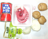 タコとトマト缶の簡単トマトソース煮作り方1写真