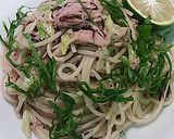 長ネギとツナパスタ・かぼす添え作り方3写真