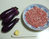 ポン酢でいただくナスのひき肉はさみ揚げ作り方1写真