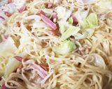 キャベツとソーセージのスープパスタ作り方8写真