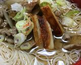 コク旨っ！焼きネギ香る♪肉ゴボウにゅう麺作り方6写真