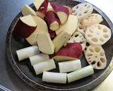 さつま芋と蓮根と鶏肉の照り焼きバタぽん作り方2写真