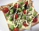トマト×枝豆×チーザの和トースト作り方3写真