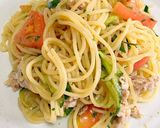 簡単なさっぱりポン酢使用冷たいパスタ作り方4写真