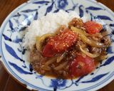 甘辛くて美味しい牛肉とトマトの炒め丼作り方8写真