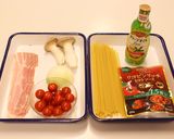 ベーコンときのこのダブルトマトパスタ作り方3写真