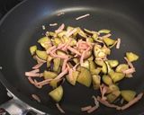 なすベーコンの焼きトマトソース丼作り方5写真