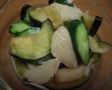 夏の食感・茄子ときゅうりのからし酢和え作り方4写真