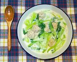 キヌア入り鶏団子とチンゲン菜のクリーム煮作り方6写真