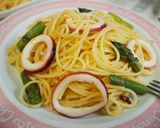 ボイルいかとアスパラのぺペロンチーノ♪作り方10写真