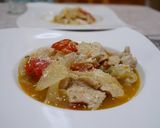 新玉ねぎとトマトと鶏むね肉の蒸し炒め作り方6写真