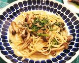 春菊とキノコの柚子胡椒クリームパスタ作り方5写真