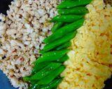 ドレッシングで甘くない鶏そぼろの三色丼作り方4写真
