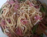 アスパラシメジの醤油パスタ作り方5写真