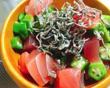 マグロとオクラの塩昆布和え作り方1写真