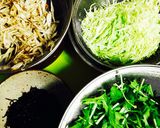 水菜とひじきとごぼうと豆腐のサラダ作り方1写真