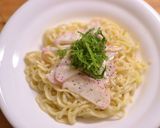 カマボコとネギのクリーミーパスタ風焼そば作り方5写真