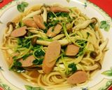 しめじと豆苗の和風スープパスタ*作り方6写真