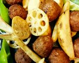 蓮根入り肉団子と野菜の甘辛炒め作り方9写真
