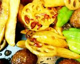 蓮根入り肉団子と野菜の甘辛炒め作り方11写真