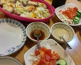 ☺友達宅で有る物で夕飯cooking☺♥作り方1写真