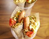 手巻き寿司風♪ラップ焼そば作り方4写真
