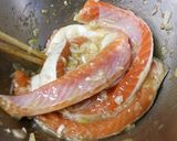 秋鮭ハラスのねぎ味噌にんにく。作り方3写真