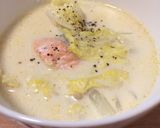 白菜と鮭の豆乳スープ作り方4写真