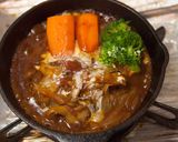 スキレットで熱々、旨ウマ煮込みハンバーグ作り方14写真
