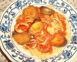 イカとナスとまいたけのトマトソースパスタ作り方7写真