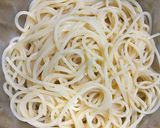 トマトの水煮と玉ねぎの冷製バジルパスタ作り方3写真