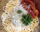 トマトの水煮と玉ねぎの冷製バジルパスタ作り方4写真