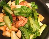 豚肉と長芋と青菜のチリソース煮作り方7写真