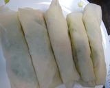 チーズがとろりん♪青じその鶏ハム春巻き作り方4写真