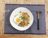 目玉焼きのっけ!豚肉とコーンの焼肉丼作り方6写真