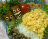 そぼろ＆ピックでスポンジボブ（キャラ弁）作り方3写真