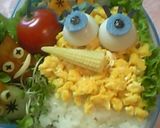 そぼろ＆ピックでスポンジボブ（キャラ弁）作り方9写真