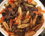 フライパンで♡牛肉とごぼうの炒め煮作り方4写真