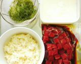 海ブドウと漬けマグロの山かけ三色丼☆作り方7写真