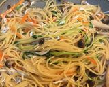 あごだしつゆで、和風ワンポットパスタ作り方7写真