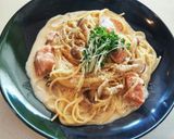 鮭ときのこのワンポットクリームパスタ作り方5写真