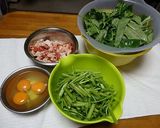 空芯菜の豚肉と卵炒め作り方1写真