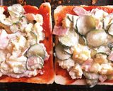 残り物のポテトサラダでピザ風トースト作り方3写真