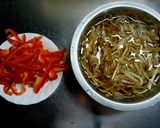 ごぼうとパプリカと三つ葉のごま酢きんぴら作り方1写真