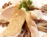 レンジのみで簡単に♪蒸し鶏の胡麻マヨ★作り方6写真