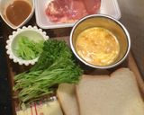 ネギ味噌チキンと厚焼き卵♡親子サンド作り方1写真