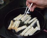 簡単おつまみ♪カリカリチーズ巻き★大葉入作り方4写真